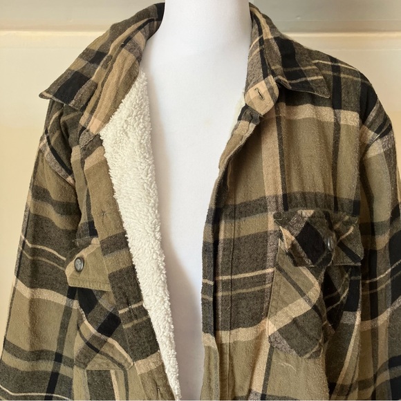 Men’s Club Room Green Plaid Fleece Lined Shirt Jacket size Large - Picture 3 of 6